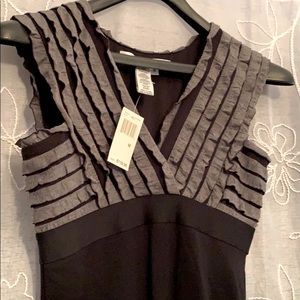 Max Studio Black Ruffled Stretch Knit Dress